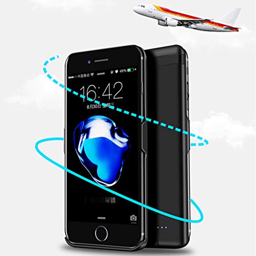 BioRing Battery Case Compatible with iPhone 8 Plus, 7 Plus 6S Plus 6 Plus 7000 mAh Extra 200% Power Slim Comfortable Light Weight Kick Stand (Black iPhone 6/7/8-Plus 5.5
