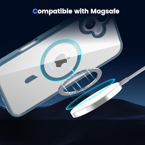 Coque iPhone 16 Plus bleu clair transparente Magsafe rigide fine