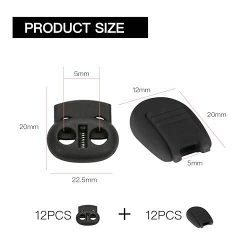 24 Stück Kordelstopper Schnürsenkel Verschluss,Schnürsenkel Schnellverschluss Schuhe,Paracord Zubehör...