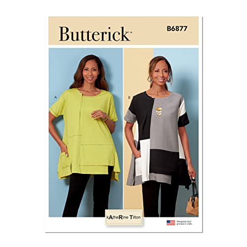 Butterick Misses' Asymmetrical Top Sewing Pattern Kit, Design Code B6877, Sizes XS-S-M