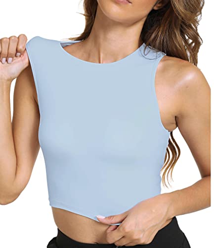 Image of Sports Bras for Women Removable Padded Athletic Yoga Running Crop Tops Sleeveless Gym Workout Tops