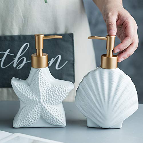 Distributeur De Savon Carmel Ceramica – Coquillages Et étoile De Mer – Bleu Ocean