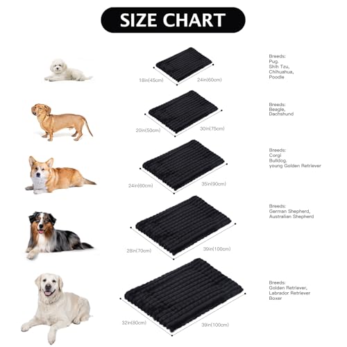 BVAGSS Flauschiges Orthopädisches Hundebett, Waschbar Hundematte, rutschfeste Unterseite, Plüsch Hundekissen Weiche und Warme Hundematte für klein mittel große Hunde XH082 (60x45cm,Schwarz)