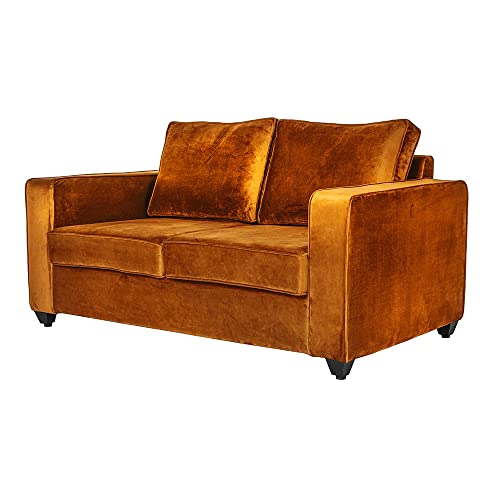 Image of Wakefit Sofa Set | 3 Year Warranty | Sofa 4 Seater, 4 Seater Sofa for Living Room, Wooden Sofa Set, Sofa Set 2+1+1 Seater - Napper(Fabric-Velvet : Amber)