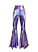 Womens Sequin Flare Pant Sparkly High Waisted Leg Bell Bottom Glitter Trousers Night Out Clubwear-Medium