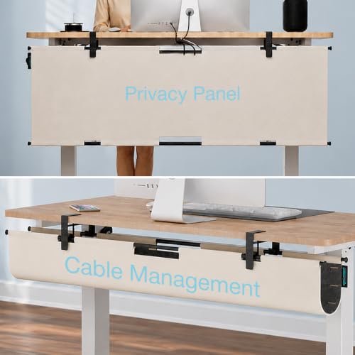 Image of No Drill Under Desk Cable Management Tray, 30 inch Felt Cord Organizer | Clamp or Screw Mount, Converts to Privacy Panel, Pegboard Design, Wire Management for Standing Desk & Home Office