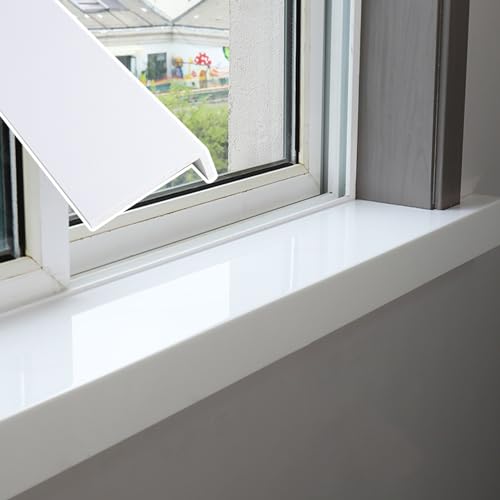 Appui de Fenêtre Couverture de Rebord de Fenêtre Finition Carrelage Blanc, Garnitures de Protection de Rebord de Fenêtre en Acrylique pour L'intérieur de La Maison, Forme Personnalisée pour Plantes (