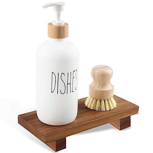 Debetool SD-02 Acacia Wood Riser Soap Tray,Wood Pedestal Soap Dish For Kitchen Counter Sink Stand,Natural Acacia Wooden Pedestal Tray For Bathroom Soap And Kitchen Soap Bottles,Plant cover