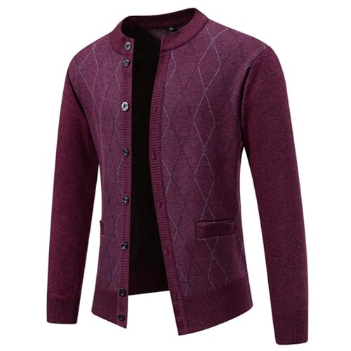 Men's Casual Open Front Cardigan Sweaters Long Sleeve Button Down Lightweight Soft Knitted Plaid Sweater with Pockets4