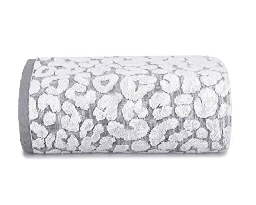 Allure Leopard Bath Towel, 100% Cotton, Luxury Jacquard Print, Soft & Absorbent, 70cm x 125cm (Monochrome)
