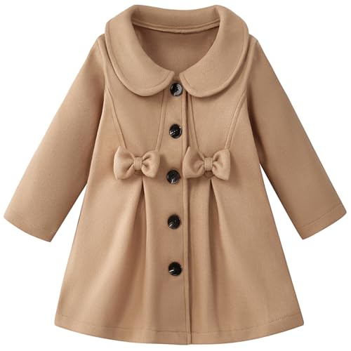 Toddler Baby Girl Dress Coat Lapel Button Jackets Clothes Long Sleeve Solid Color Fall Winter Outfit
