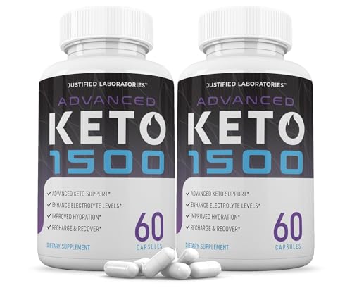 Justified Laboratories (2 Pack Advanced Keto 1500 Keto Pills 1275MG New & Improved Formula Contains Apple Cider Vinegar Extra Virgin Olive Oil Powder Green Tea Leaf 120 Capsules