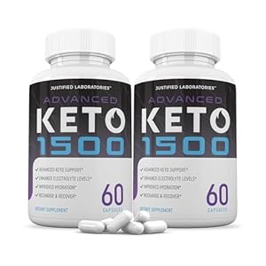 Justified Laboratories (2 Pack Advanced Keto 1500 Keto Pills 1275MG New & Improved Formula Contains Apple Cider Vinegar Extra Virgin Olive Oil Powder Green Tea Leaf 120 Capsules