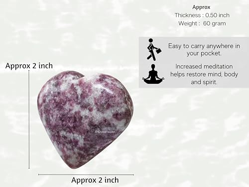 Image of Crystal Heaven Certified Lepidolite Crystal Heart Palm Pebbles Stones For Anxiety Stress Relief Massage - Aaa Grade Original Healing Gemstone Agate Heart Palm Stone For Yoga Meditation Spiritual