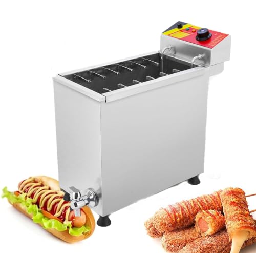 Mcamgiczin Freidora para Perros de maíz, 25 L, máquina Comercial para Hacer palitos de Perritos Calientes, Queso, máquina para freír palitos de Perritos Calientes para Restaurante, Tienda, hogar