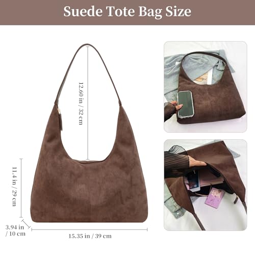 Bolso de hombro de gamuza para mujer Tote Hobo miniatura 4