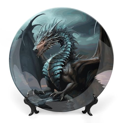 Plato decorativo de porcelana Dragon Hueso 6 pulgadas miniatura 1