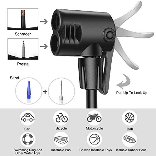 Mini Bike Pump, Portable Foot Activated Bicycle Pump, Universal Presta And Schrader Valve With High Pressure Up To 120Psi, Bike Tire Pump For Basketballs, Footballs And Mountain Bike (Black) #TOP1
