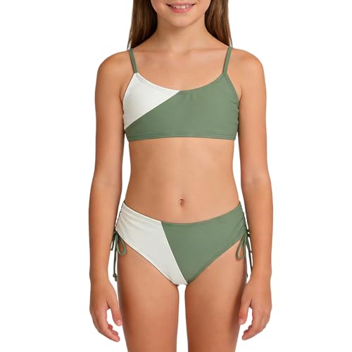 Genérico Trajes de baño para niñas Bikini de 2 Colores con Tiras Ajustables para el Hombro Niñas 7 16 años, de poliéster, Transpirable y cómodo, Ideal para Vacaciones, Tendencia Infantil Tankini