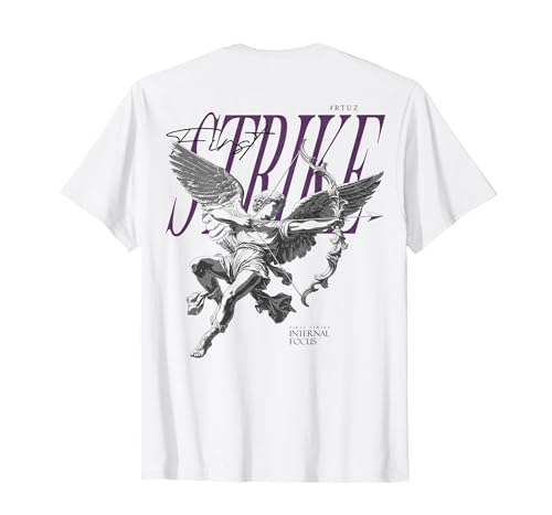 Hip Hop Angel Vintage Edgy Y2K Backprint Streetwear Engel T-Shirt, Herren, Weiß, M