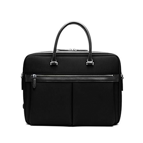 Maverick & Co. Vibrant Leather Voyage Briefcase, Black, Compatible with 15" Laptop
