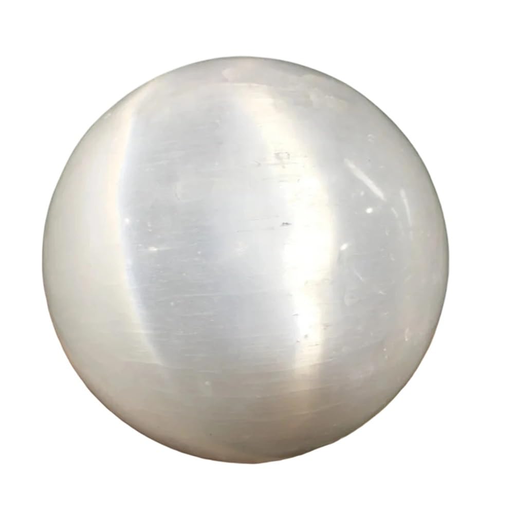 HAOYUNS Beautiful Natural White Flash Gypsum Selenite Sphere Ball - Crystal Stone for Reiki and Chakra(3-4cm)