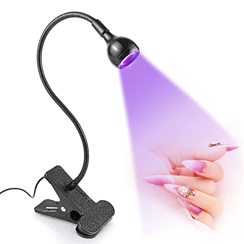 Toedo Uv Led Nail Lamp, 3W Gel Nail Polish Curing Lamp With 4 Levels Setting Gooseneck Lamp Clip Professional Nail Dryer For Gel Nail Polish Kit Nail Art Accessories Black #TOP4