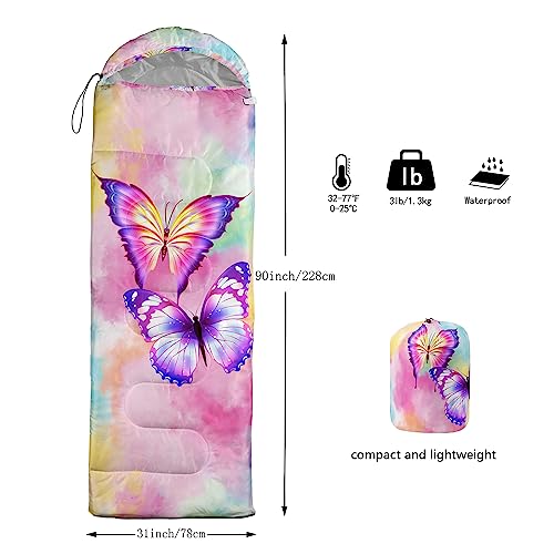 CVHOUSE Butterfly Bolsa de Dormir para Camping, 3 Estaciones, Ligera, Impermeable, para Adultos y Niños, 31x90 pulgadas miniatura 3