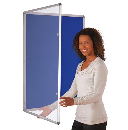 Wonderwall Budget Tamperproof Lockable Noticeboard - Bulletin Pinboard 90 x 60cm Royal Blue with 2 matching locks & keys - Ideal for School, Office, Healthcare