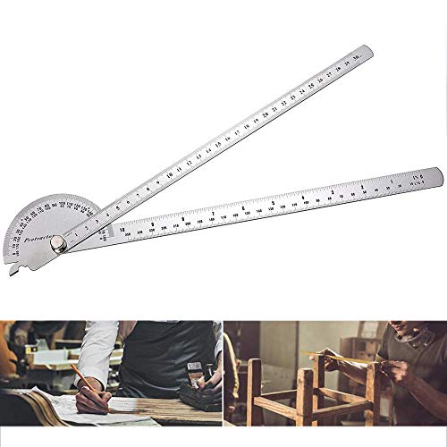 yyuezhi Inoxydable Acier Rapporteur Chercheur Goniomètre à Rapporteur en Acier Inoxydable de 0 à 180 Degrés Règle de Recherche D'angle D'échelle Angle Rapporteur Angle Finder Règle Deux 1 PCS Cover