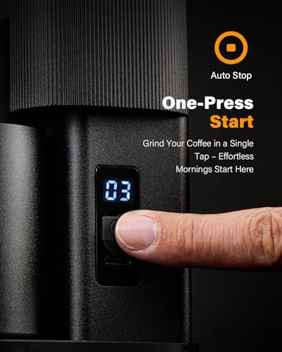 Image of SHARDOR All-Metal Single-Dose Coffee Grinder - Quiet DC Motor, Home-use Espresso Grinder, Burr Coffee Grinder, with 80 Settings and an LED Power Display,Black