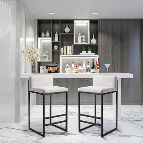 Tabourets pivotants velours blanc pour îlot de cuisine convivial - 8
