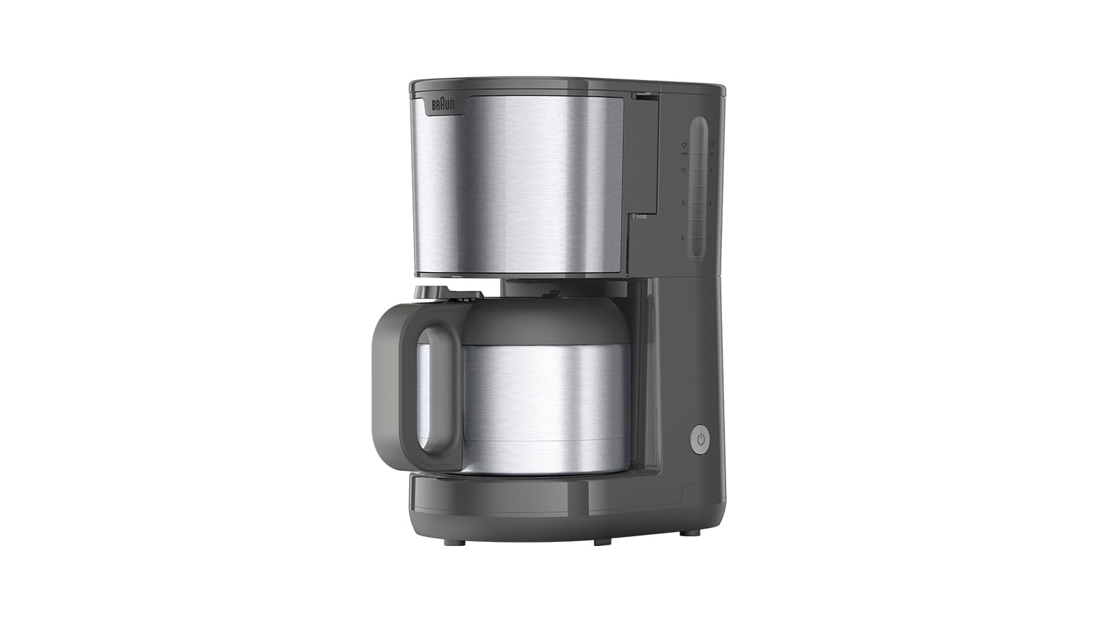 Braun Kaffeemaschine PurShine KF1505GY, Filterkaffeemaschine mit Thermoskanne & OptiBrew System, Anti-Tropf-Funktion, Automatische Sicherheitsabschaltung, 1,2 L Kapazität (Kanne), 1000W, Grau