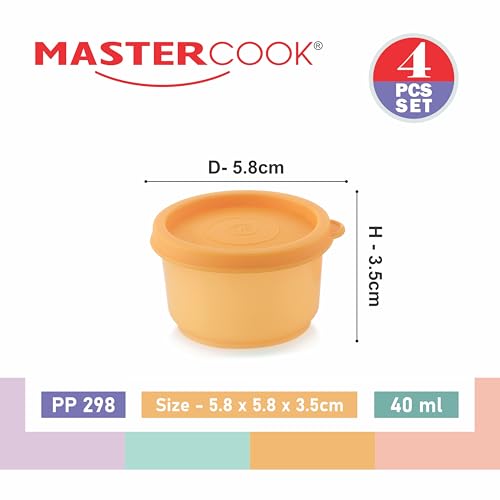 Image of Mastercook Airtight Round Mini Storage Containers Set of 4, 40ml