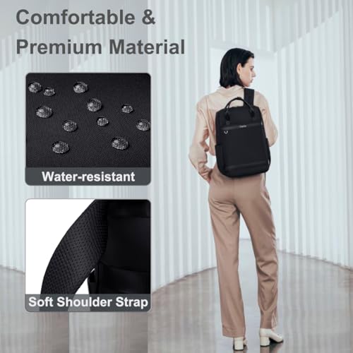 Image of Chantria Slim Backpack for Women Stylish 14-inch Laptop Bag 13L Multi-pocket Water-resistant Daypack with Top Handheld & Luggage Strap,Ladies Backpack for Office Casual College