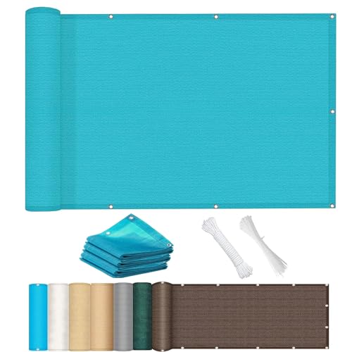 Voile d'ombrage 7x9m en HDPE bleu avec corde pour jardin et terrasse - 2