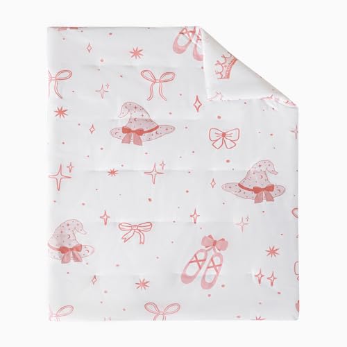 Image of PERFEMET 4 Pieces Bow Comforter for Toddler Girls Reversible Bowknot Pink Toddler Bedding Set Ultra Soft Lightweight Princess Crib Bed Set with Sheets
