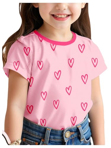 Floerns Girl's Floral Print Short Sleeve T Shirts Kids Crew Neck Tee Tops