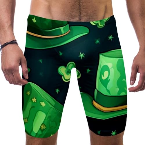 St Patrick's Day Swimsuit for Men & Boys,Competition Lap Swim Suit, Square Leg Endurance Training Multicoloured