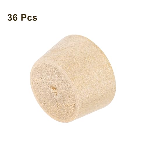 Image of uxcell 36Pcs Wood Button Plugs, 11.5mm /0.45 inch Flat Head Hardwood Screw Hole Plug Wooden Caps Buttons Wood Plug for Furniture Woodworking Craft Decor (13mm x 11.5mm)