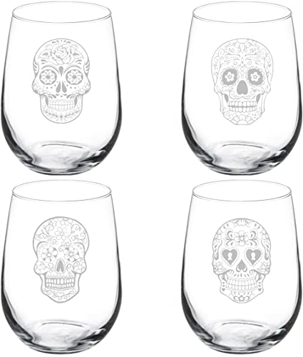 MIP Sugar Skull Goblet Set of 4
