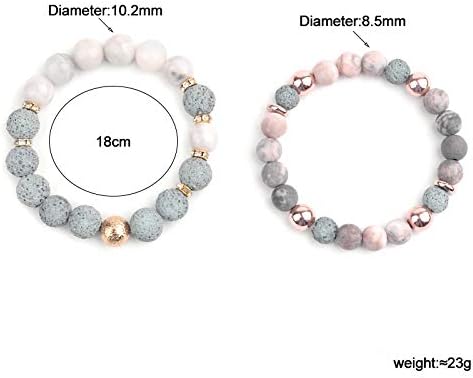 Miniatura 2 de FuigeBach Pulsera de cuentas de lava natural, pulsera de piedra de lava para mujer, difusor de aceite esencial de aromaterapia para mujeres,