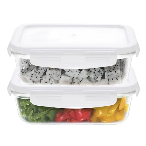 Image of Cutting EDGE 1520ml Rectangular Borosilicate Glass Food Container(Set of 2) | Lunch box, leftovers storage, lunch packing, freezer use, kitchen organization, transparent container, for food Preparation