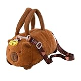 [Suseiuua] ぬいぐるみショルダーバッグ 毛皮のような動物ハンドバッグ 取り外し可能なショルダーストラップ付き 少女クロスボディ財布 女性用 女児ぬいぐるみバッグ