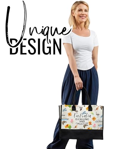 Bolso tote de lona para mujeres de InnoBeta, bolsa de regalo australiana con cierre de cremallera superior y correa para hombro miniatura 3