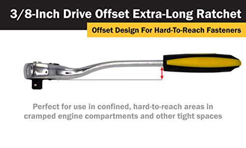 Titan 12045 3/8-Inch Drive X 9-3/4-Inch 36-Tooth Quick-Release Extra-Long Offset Ratchet #TOP2