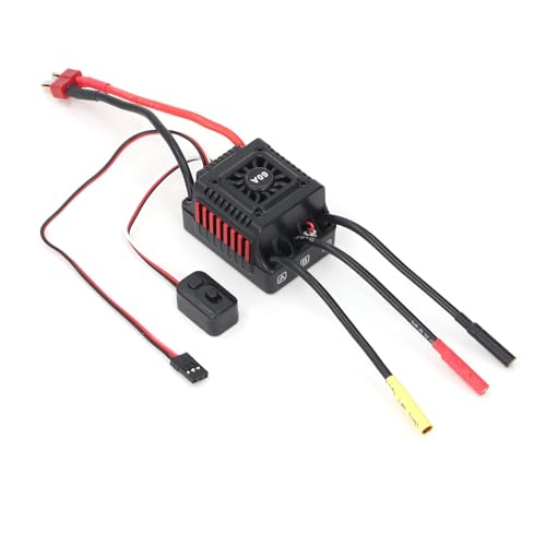 Jeffergarden Controlador de Velocidad Impermeable Programable ESC sin Escobillas 60A con Ventilador de Refrigeración para Buggies y Camiones 1/10 RC