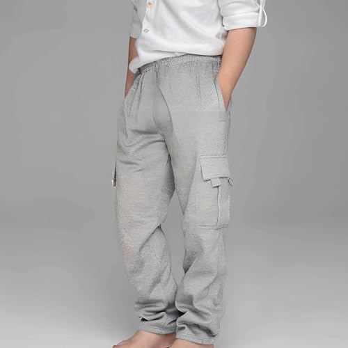 Boy's Baggy Sweatpants Straight Leg Jogger Bottoms Elastic Waist Athletic Cargo Pants Casual School Workout Pants3