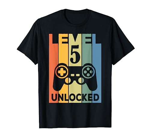 Vintage Birthday Apparel - Retro Level 5 Unlocked T-Shirt