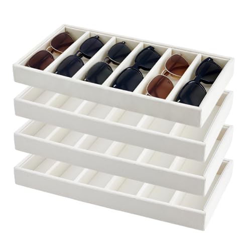 Plateaux de rangement velours pour lunettes de soleil anti-rayures avec tiroir bijoux amovible